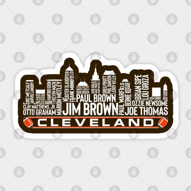 Cleveland Football Team All Time Legends, Cleveland City Skyline Sticker by Legend Skyline